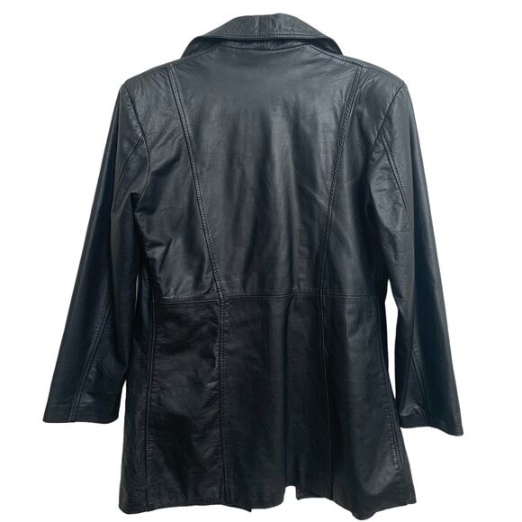 Fabiola Genuine Leather Black Vintage 70's Streetwear Style Jacket - Picture 2 of 6